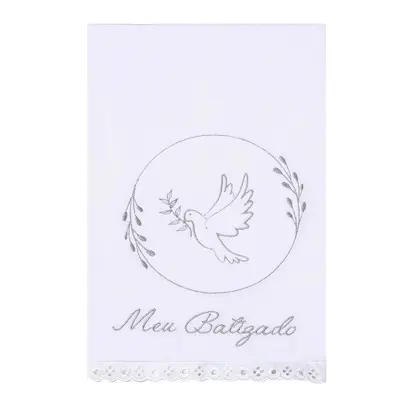 Toalha de Batismo Bordada Papi — Branco · REF4013 · 60 × 40 cm (1/1)