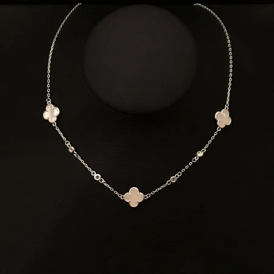 CHOKER TREVO PEDRA NAT C/ ZIRC