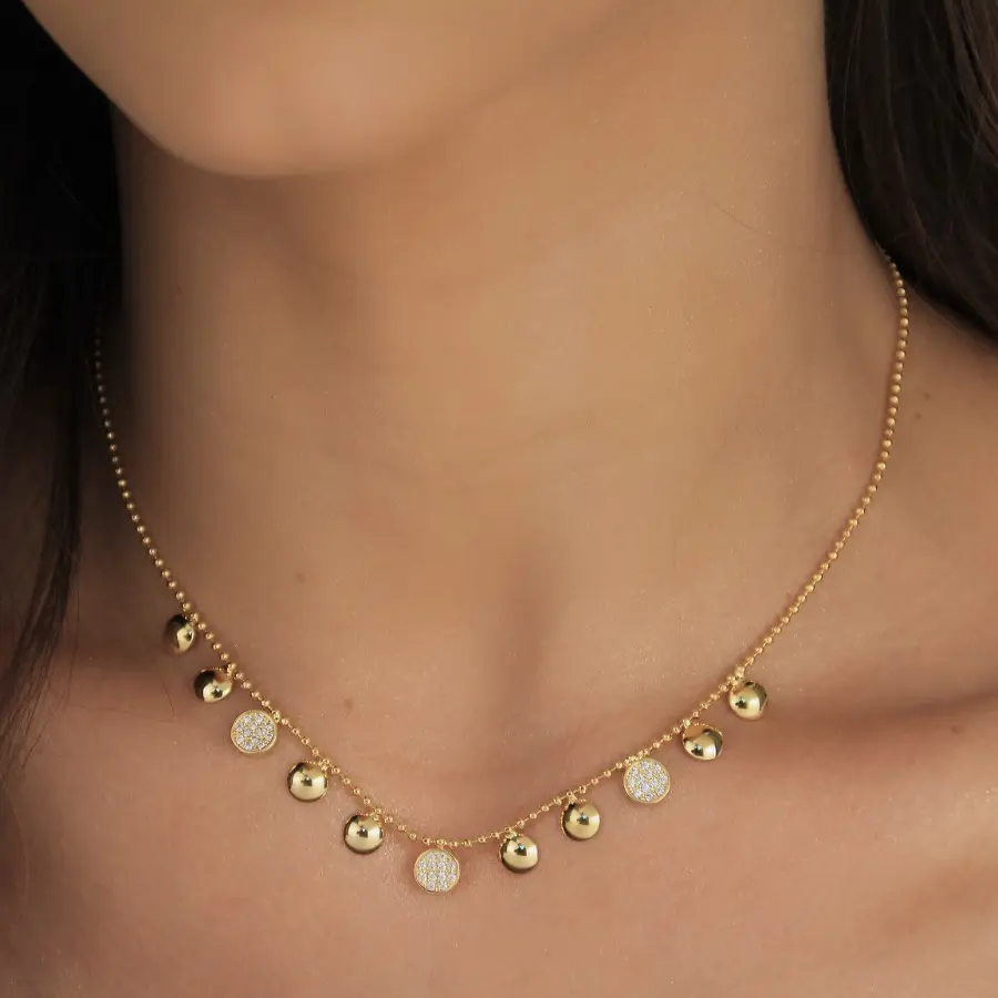 Choker Esferas Lisa e Cravejada