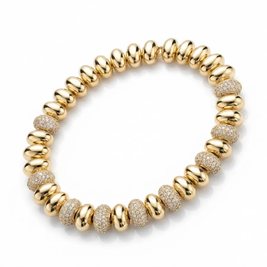 Pulseira Oval Cravejada e Lisa 