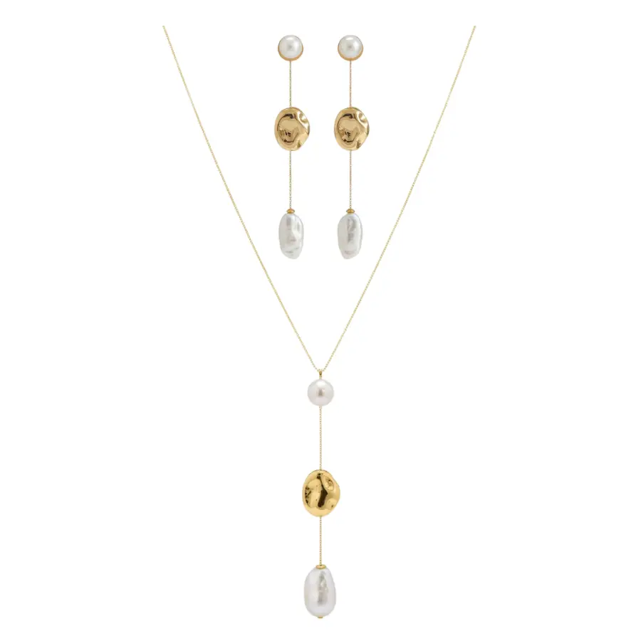 Conjunto Orgânico com Pérola Shell e Barroca 