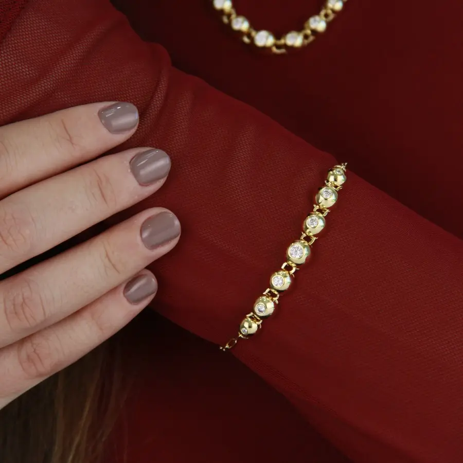 Pulseira Luxo Inspiração com Cravação Inglesa 
