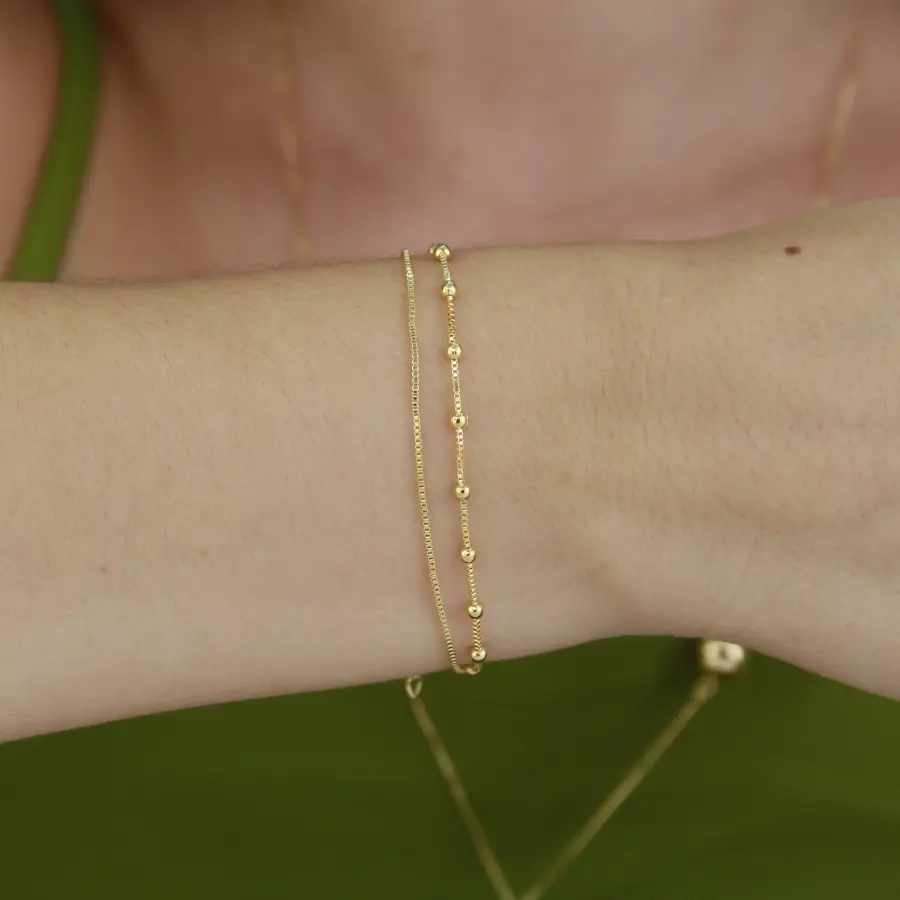 Pulseira Dupla Mini Esferas 