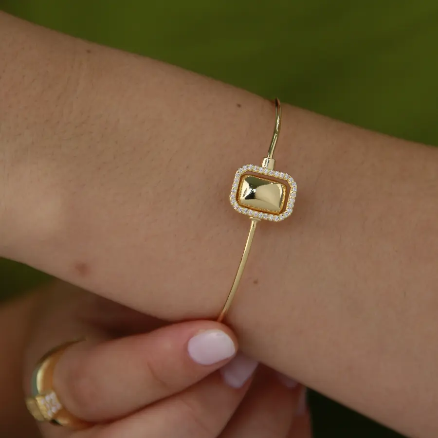 Bracelete Retangular Cravejado 
