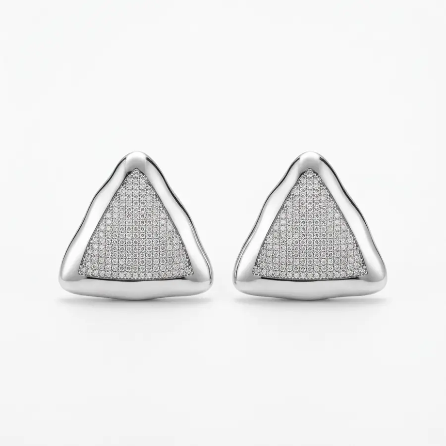 Brinco Triangular Cravejado em Zircônia 