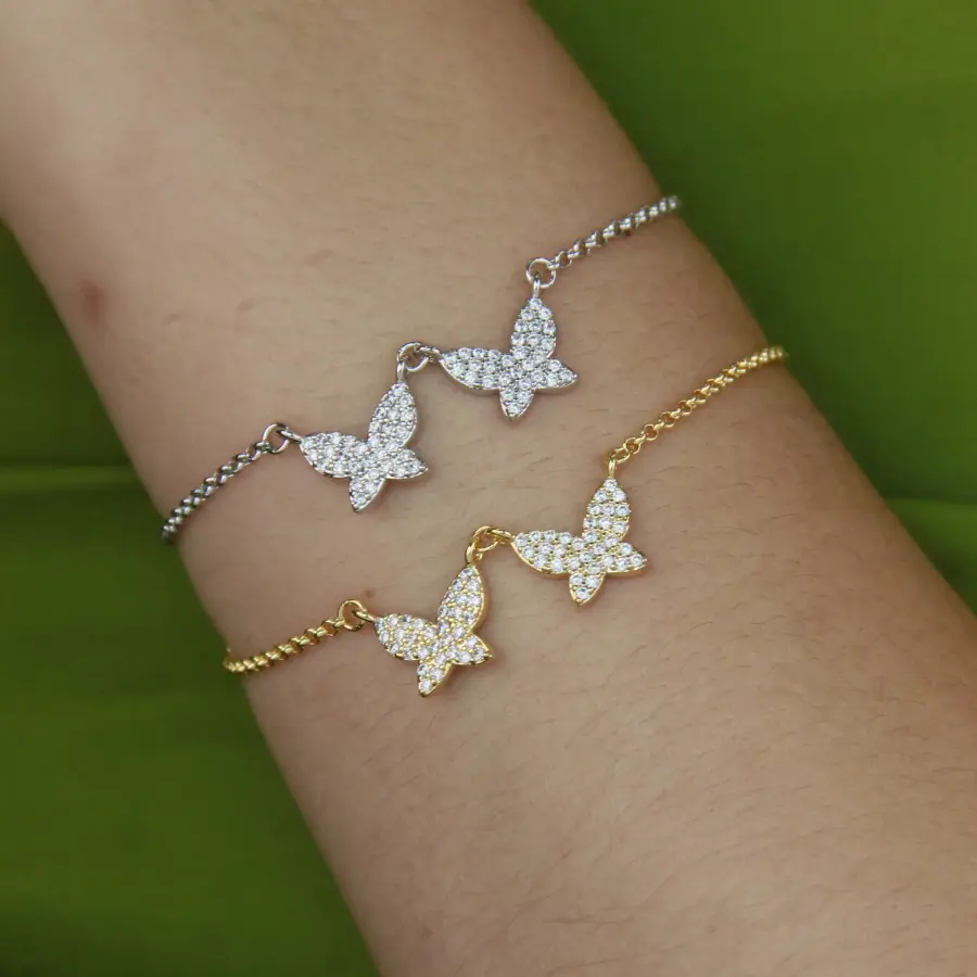 Pulseira Borboletas Cravejadas 
