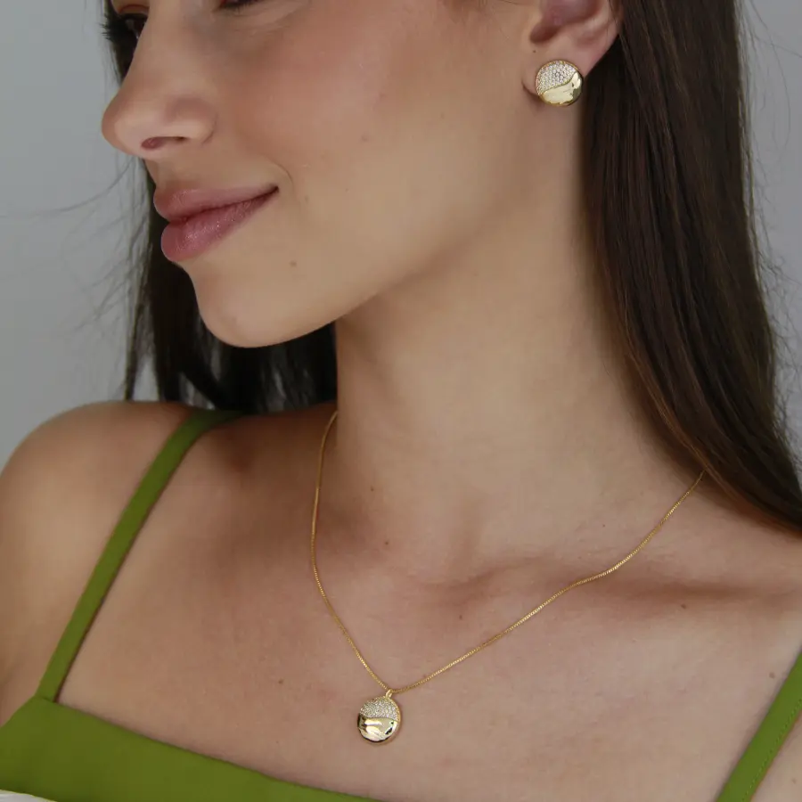 Conjunto Orgânico Redondo Cravejado 