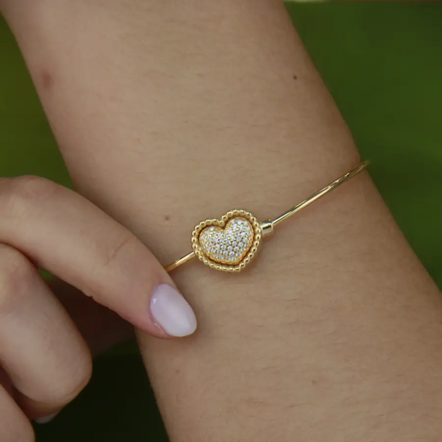 Bracelete Coração Cravejado 