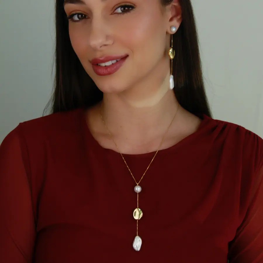 Conjunto Orgânico com Pérola Shell e Barroca 