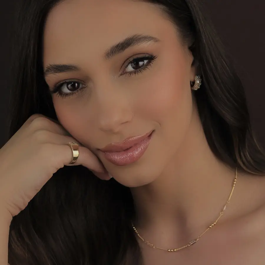 Choker Mini Bolinhas e Zircônias Baguete 