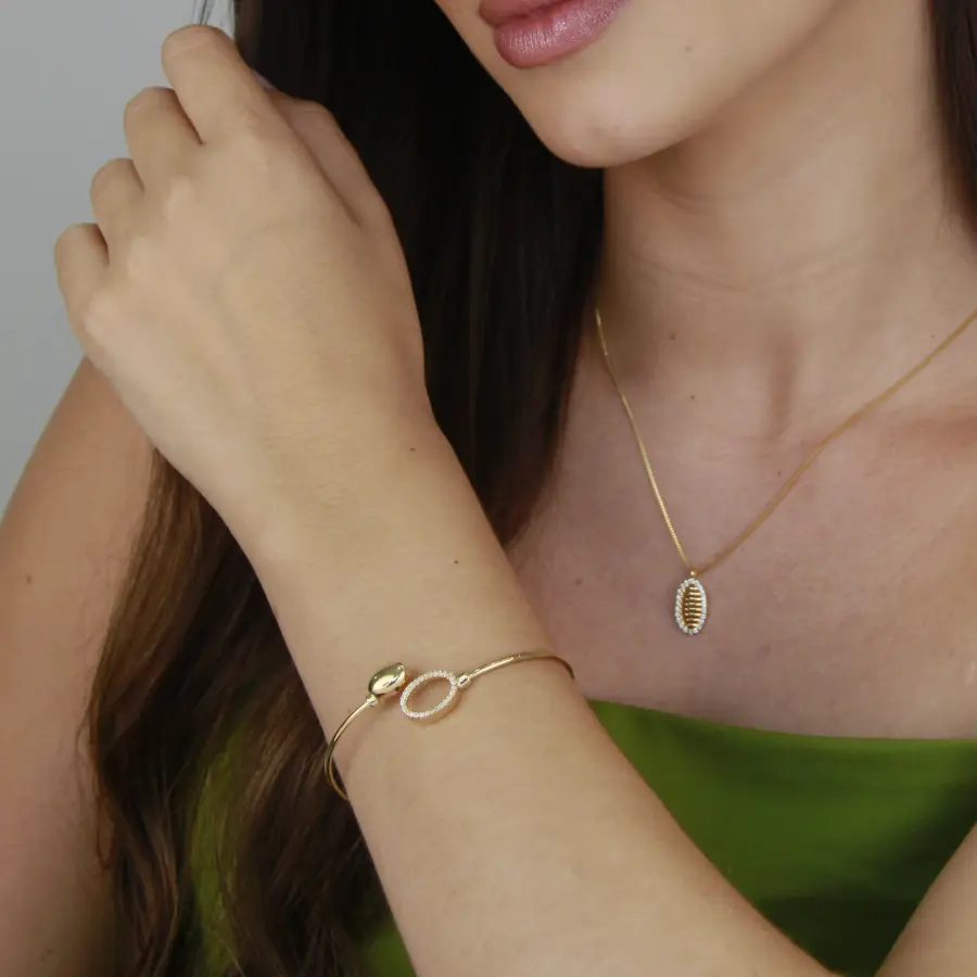 Bracelete Oval Inspiração Cravejado 