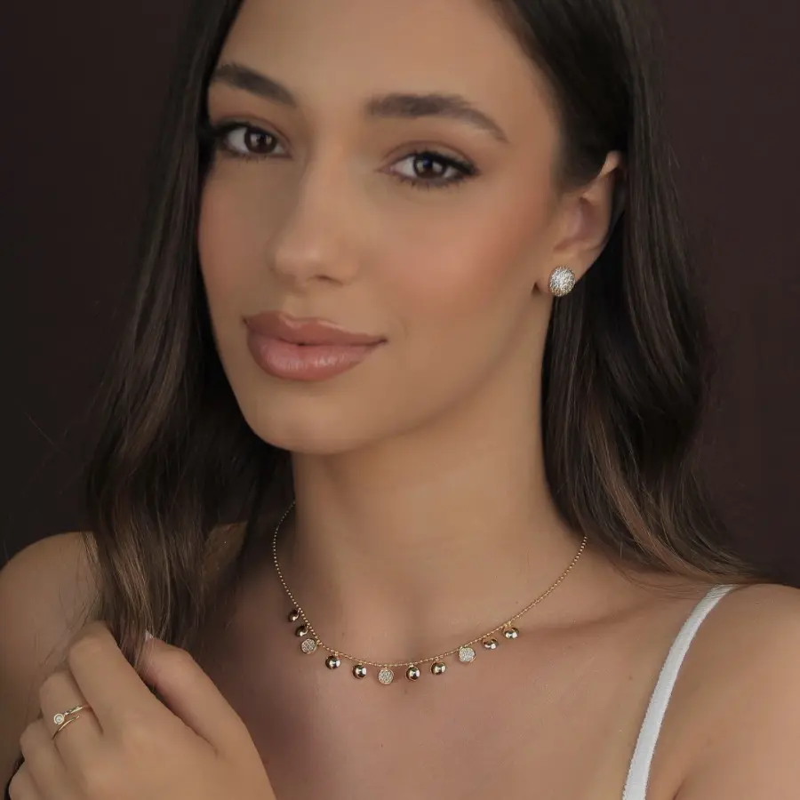 Choker Esferas Lisa e Cravejada