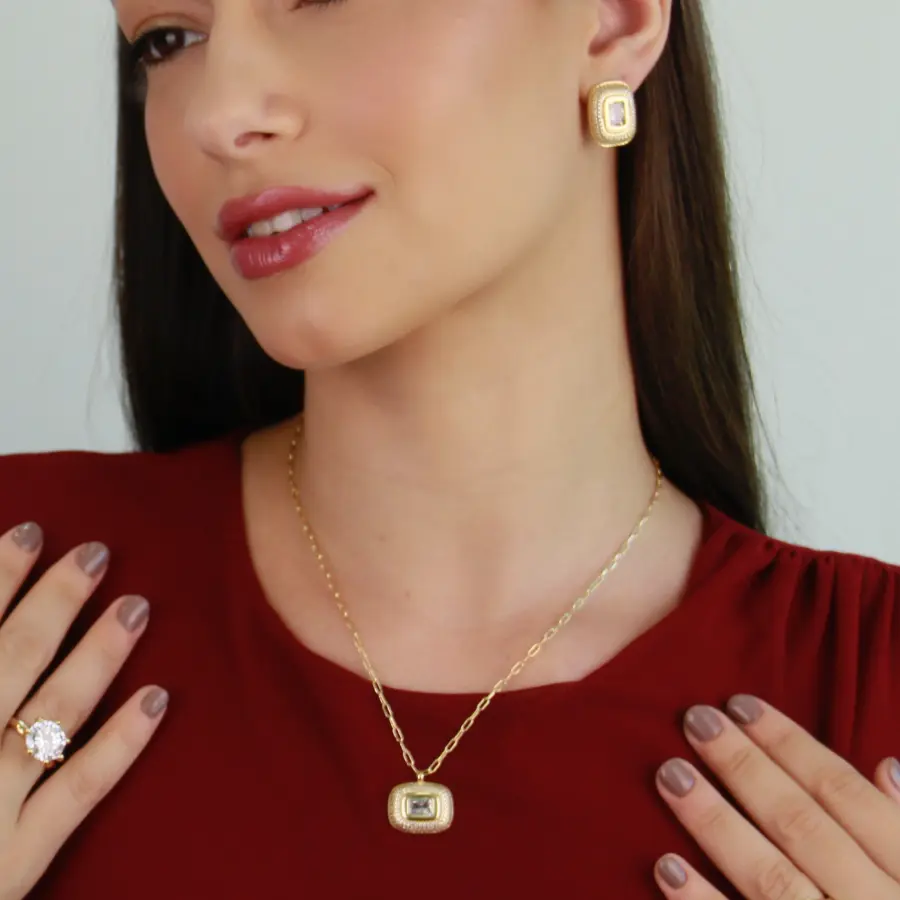 Conjunto Inspiração Luxo Cravejado em Zircônia 