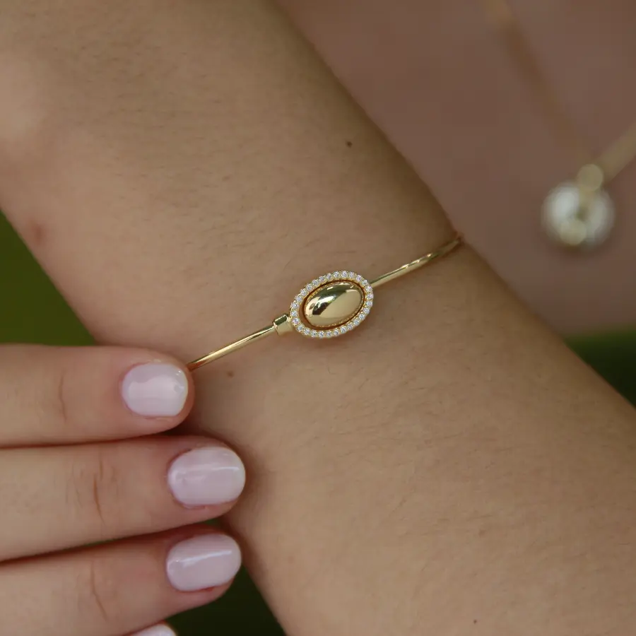 Bracelete Oval Inspiração Cravejado 