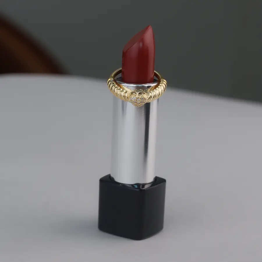 Anel Coração Cravejado em Zircônia Dourado