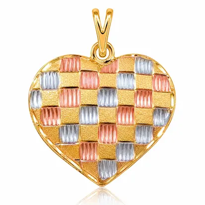 Pingente Coração 3 cores do ouro 0013