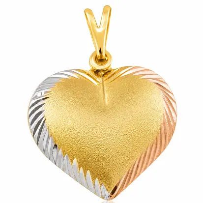 Pingente Coração 3 cores do ouro 0021