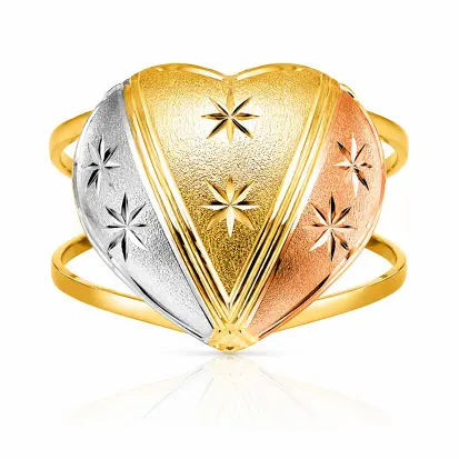 Anel 3 Cores do Ouro Coração GD 0023