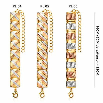 Pulseira 3 cores do Ouro Diamantada 0002