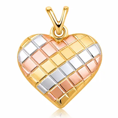 Pingente Coração 3 cores do ouro 0007