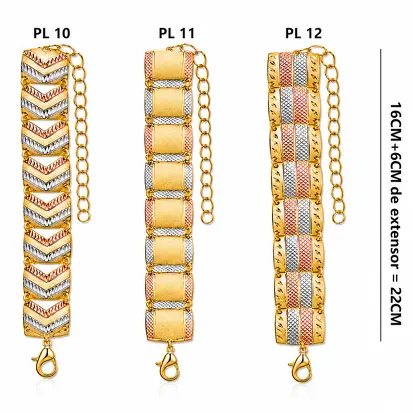 Pulseira 3 cores do Ouro Diamantada 0004