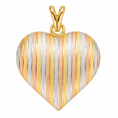 Pingente Coração 3 cores do ouro 0023