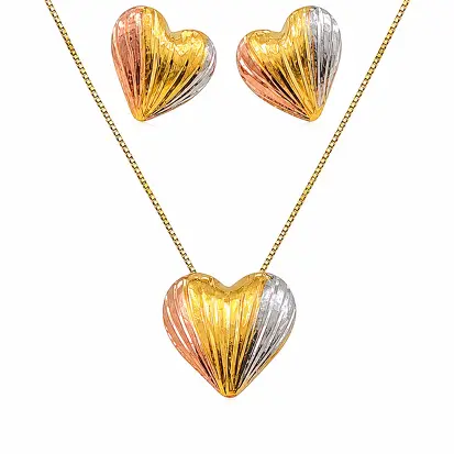 Conjunto 3 cores do ouro coração 0011