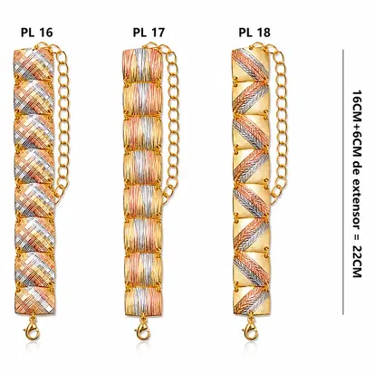 Pulseira 3 cores do Ouro Diamantada 0006