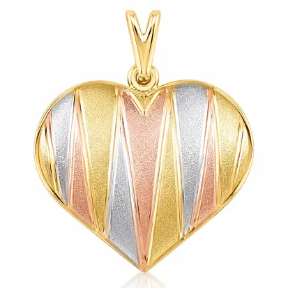 Pingente Coração 3 cores do ouro 0018