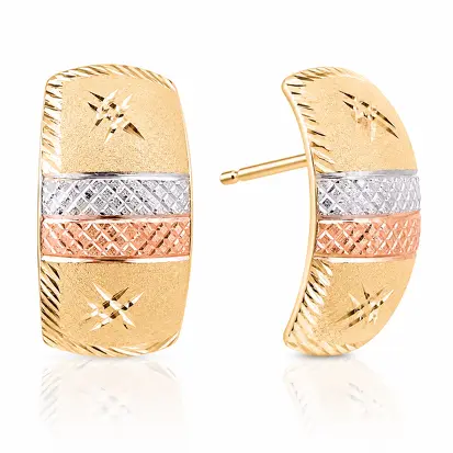 Brincos 3 Cores do Ouro Tradicional 0030