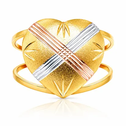 Anel 3 Cores do Ouro Coração GD 0021