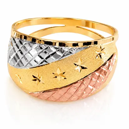 Anel 3 Cores do Ouro Tradicional 0025
