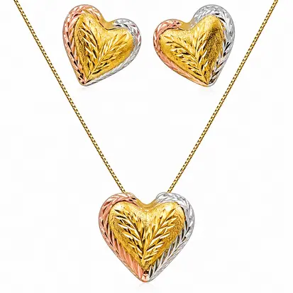 Conjunto 3 cores do ouro coração 0015