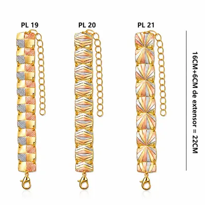Pulseira 3 cores do Ouro Diamantada 0007