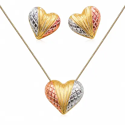 Conjunto 3 cores do ouro coração 0018