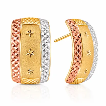 Brincos 3 Cores do Ouro Tradicional 0016