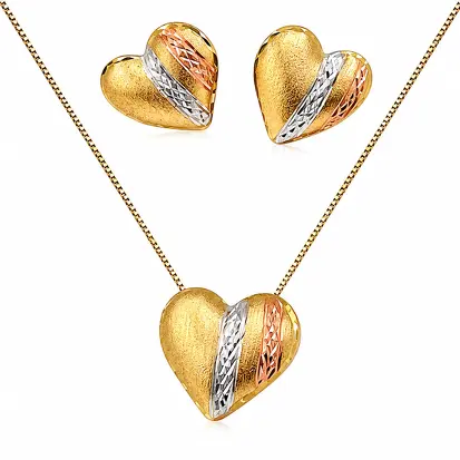 Conjunto 3 cores do ouro coração 0020