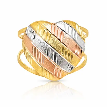 Anel 3 Cores do Ouro Coração GD 0006