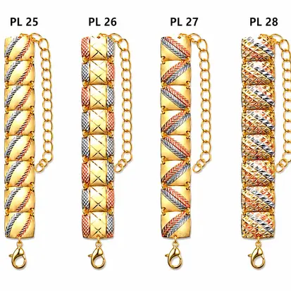 Pulseira 3 cores do Ouro Diamantada 0009