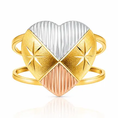 Anel 3 Cores do Ouro Coração GD 0024