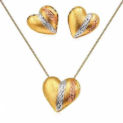 Conjunto 3 cores do ouro coração 0019