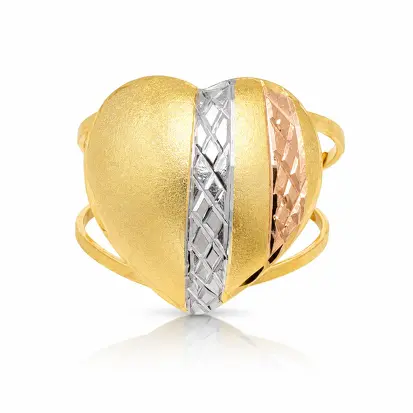 Anel 3 Cores do Ouro Coração GD 0004