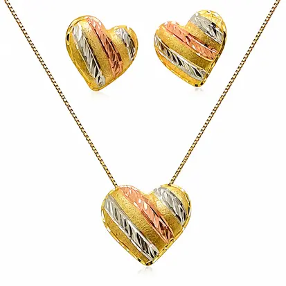 Conjunto 3 cores do ouro coração 0021