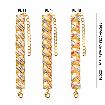 Pulseira 3 cores do Ouro Diamantada 0005