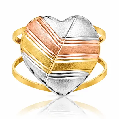 Anel 3 Cores do Ouro Coração GD 0015