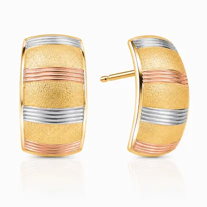 Brincos 3 Cores do Ouro Tradicional 0032
