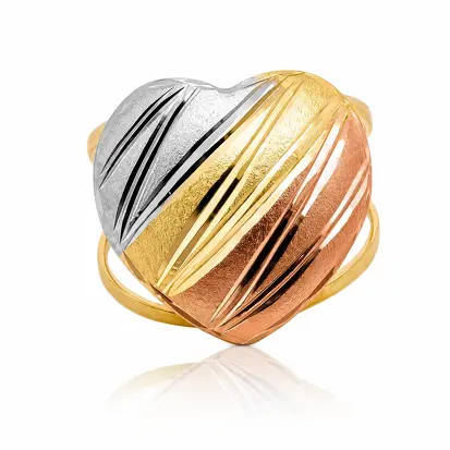 Anel 3 Cores do Ouro Coração GD 0002