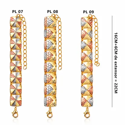 Pulseira 3 cores do Ouro Diamantada 0003
