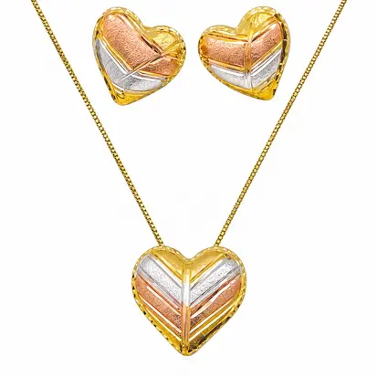 Conjunto 3 cores do ouro coração 0013