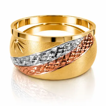 Anel 3 Cores do Ouro Tradicional 0005